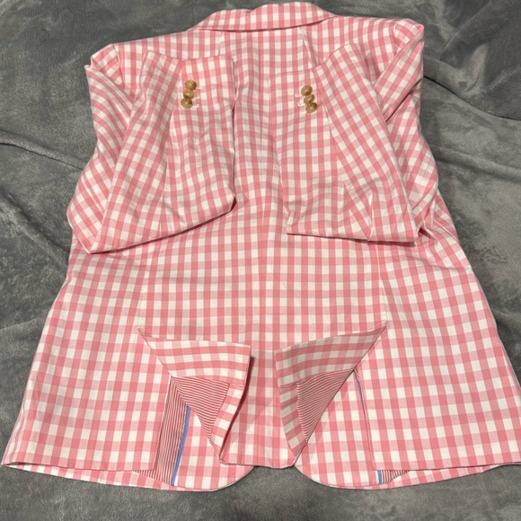 NWT Talbots Pink and White Gingham Blazer - Picture 4 of 8